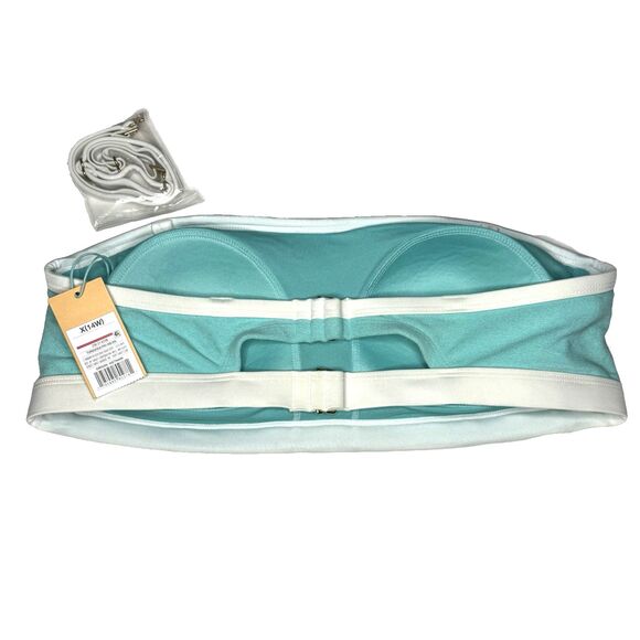 Kona Sol Turquoise Terry Textured Bandeau Binding Bikini Top Size X (14W) NEW! - Picture 7 of 12